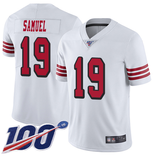 San Francisco 49ers Limited White Men Deebo Samuel NFL Jersey 19 100th Season Rush Vapor Untouchable